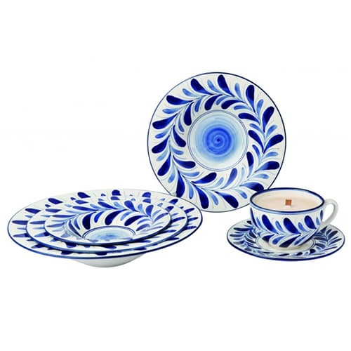 Taemi Art _Blue White Vine Printed Tableware Set_